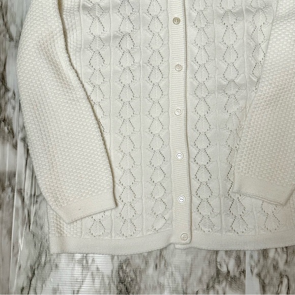 Cottagecore Coastal Grandma Womens Sz L White Button Up Cardigan Vintage Staple - Picture 2 of 10